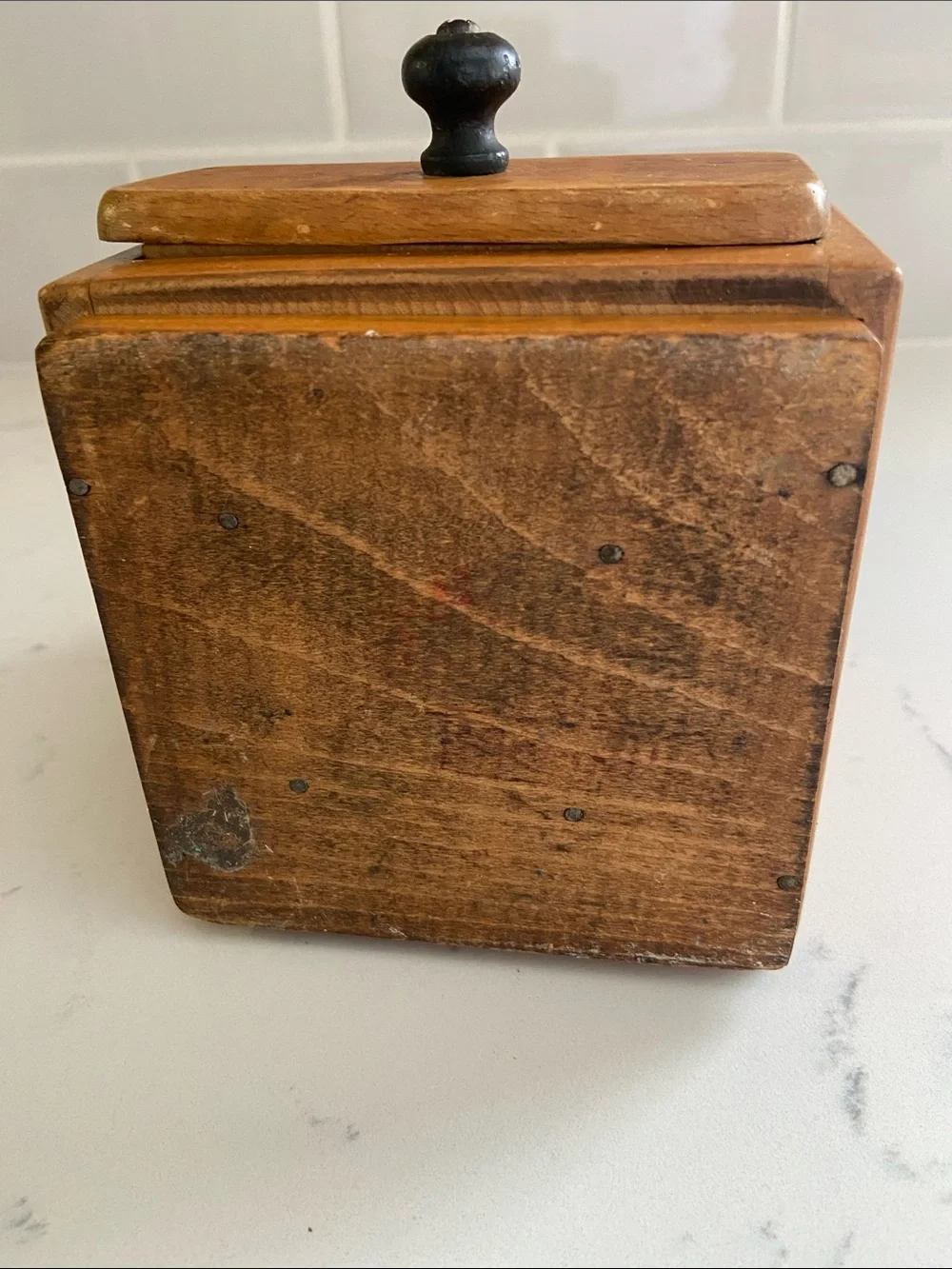 Vintage Antique Wood Hand Crank Coffee Grinder Box Mill